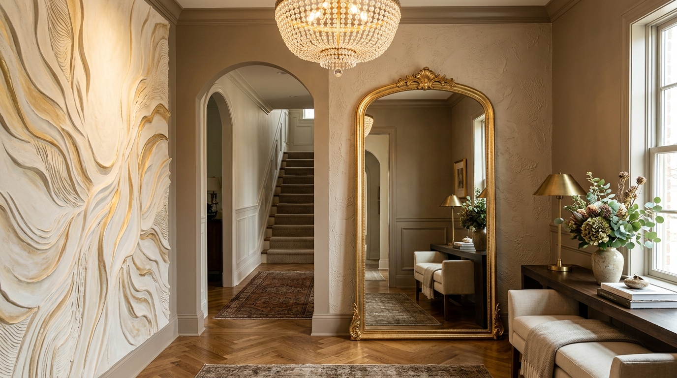 Gilded Brass Arch Floor Mirror